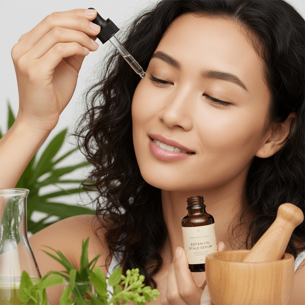 Close-up of healthy hair follicles and strands on a scalp, illustrating natural hair regrowth